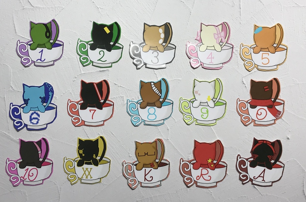 猫カップフレークシール