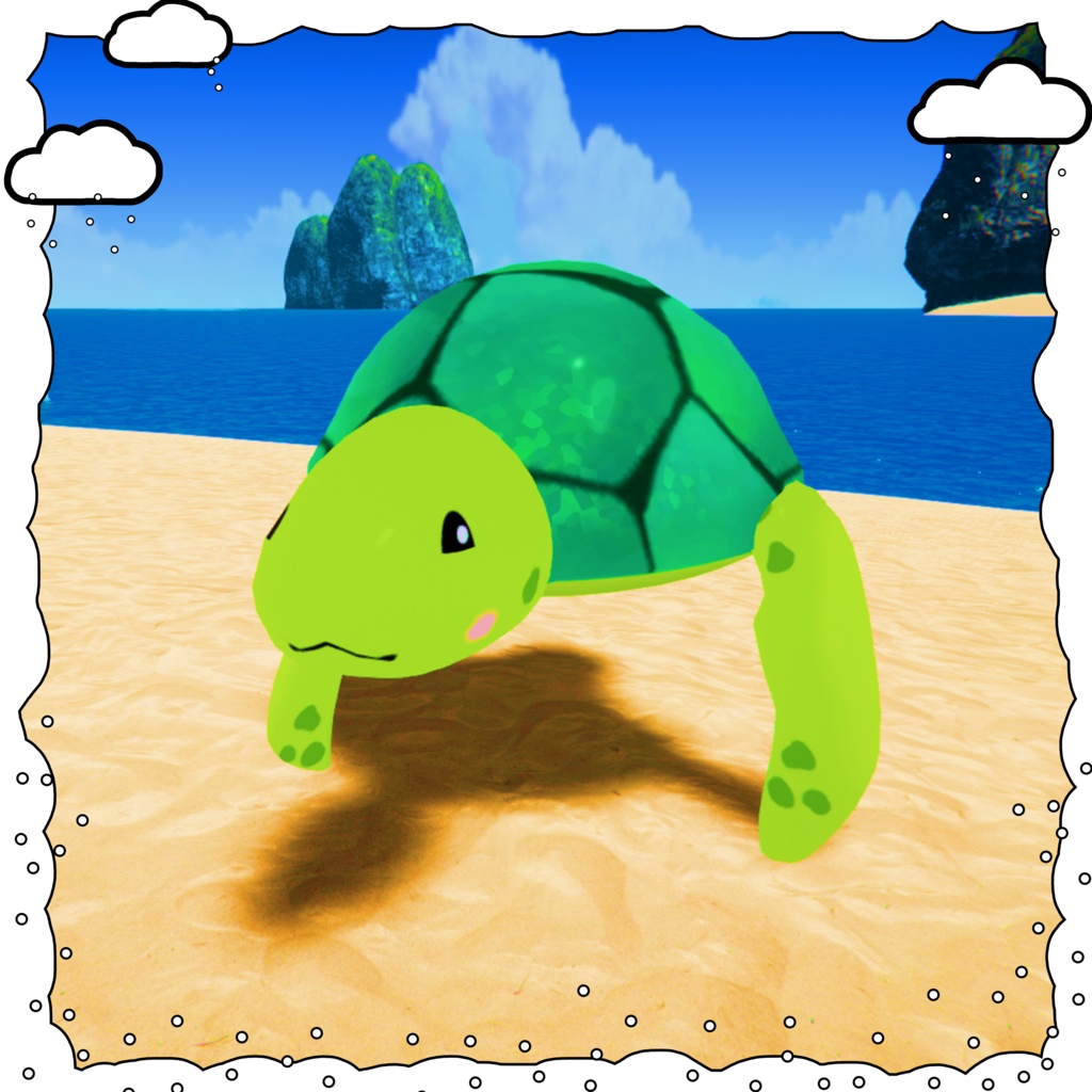 カメ Humanoid対応3Dモデル - オリジナル3Dモデル VRC ロポリ TURTLE FBX