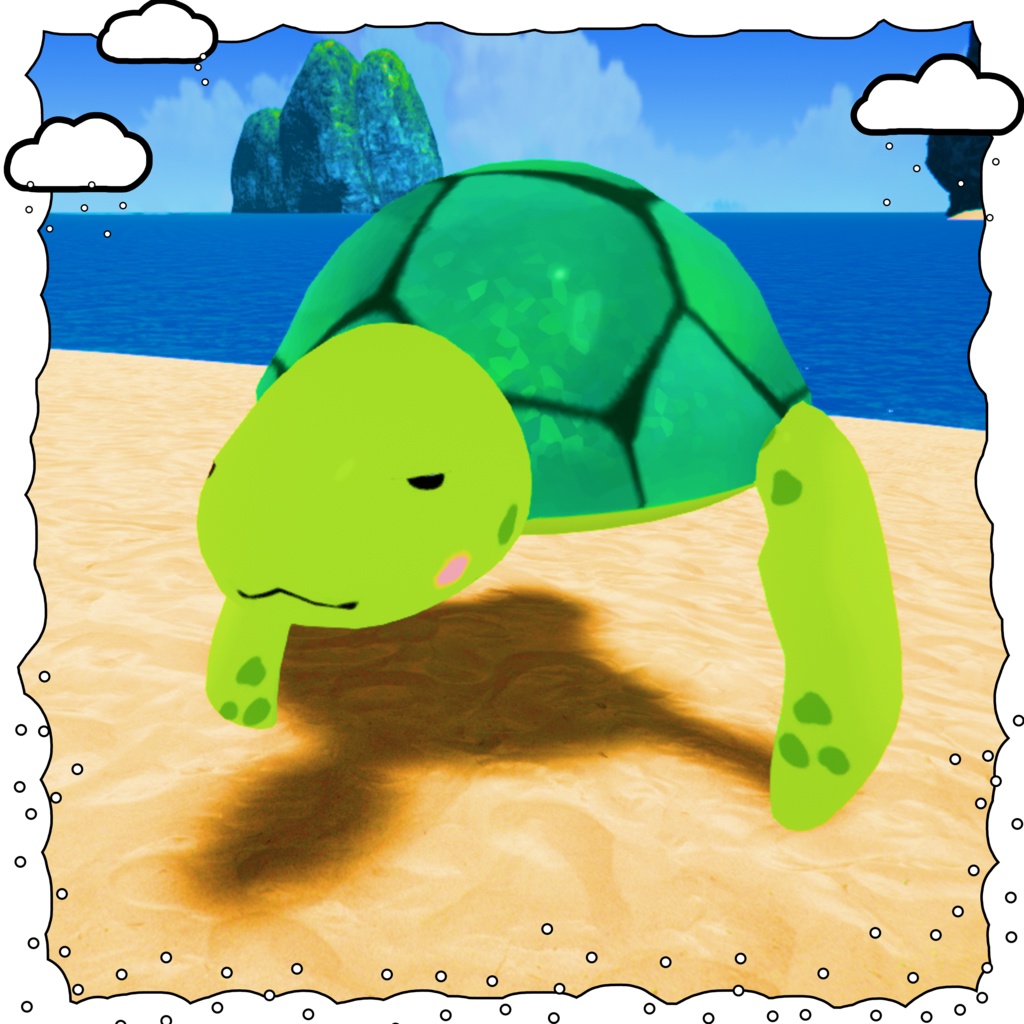 カメ Humanoid対応3Dモデル - オリジナル3Dモデル VRC ロポリ TURTLE FBX