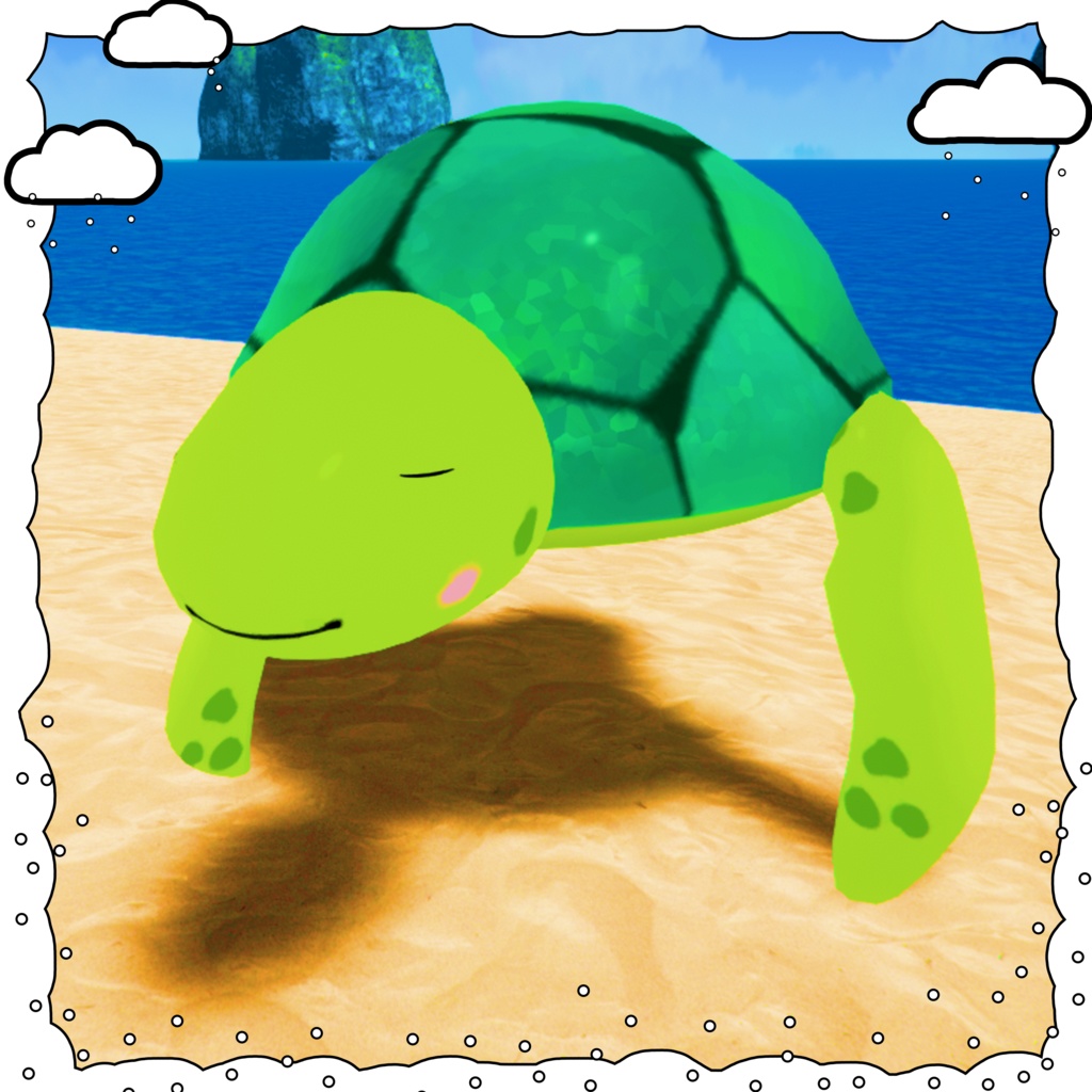 カメ Humanoid対応3Dモデル - オリジナル3Dモデル VRC ロポリ TURTLE FBX