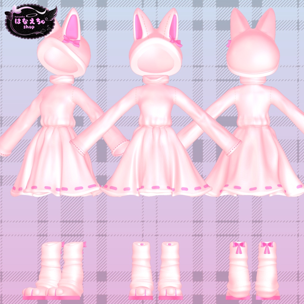 NEKO OUTFIT - 猫衣装 Original 3D model FBX unitypackage VRCHAT cottagecore dress