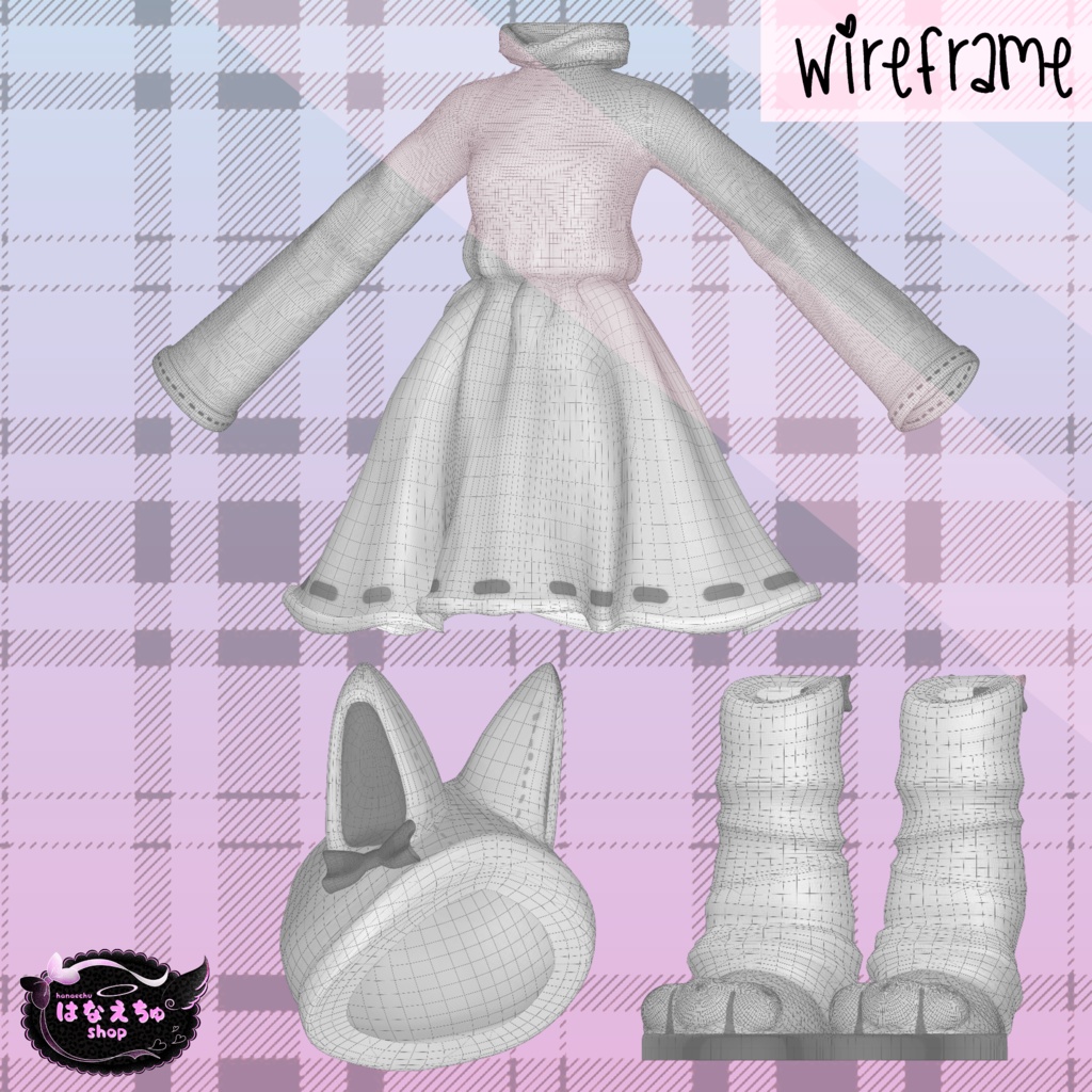 NEKO OUTFIT - 猫衣装 Original 3D model FBX unitypackage VRCHAT cottagecore dress