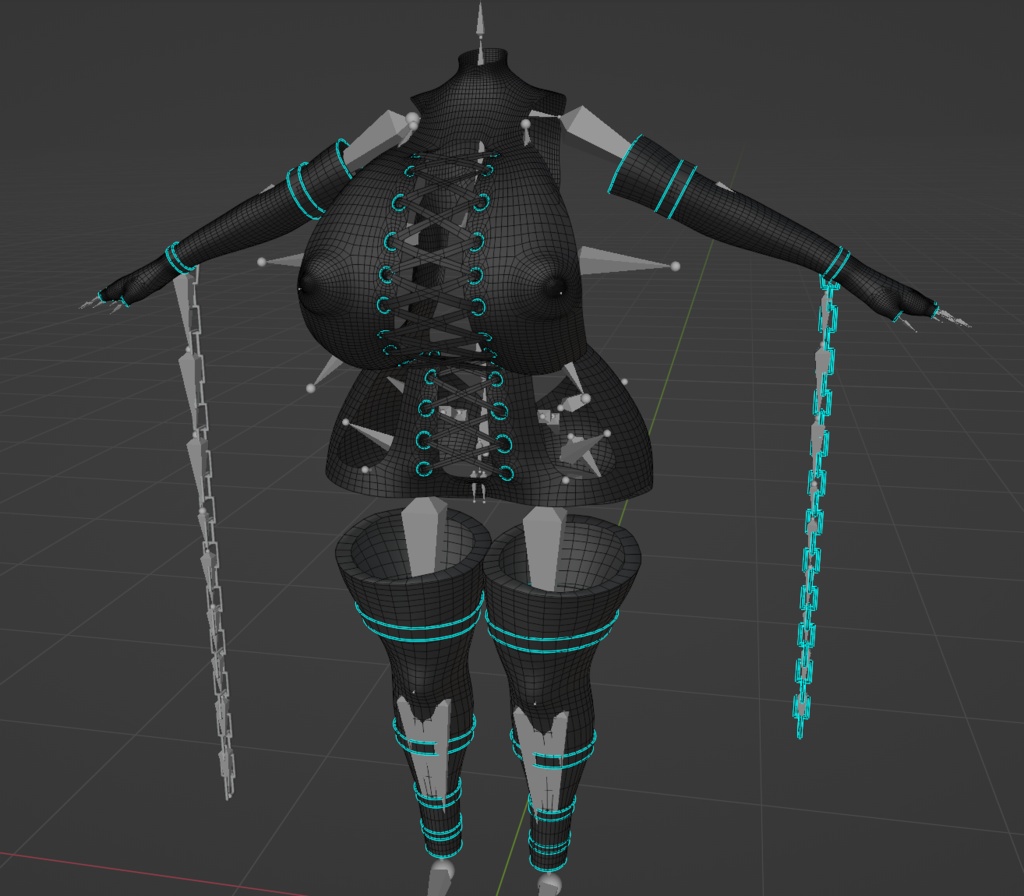 「まみ」Mami Dominatrix Outfit Set - BDSM ラバー 編み上げボンテージ Original 3D model Unitypackage