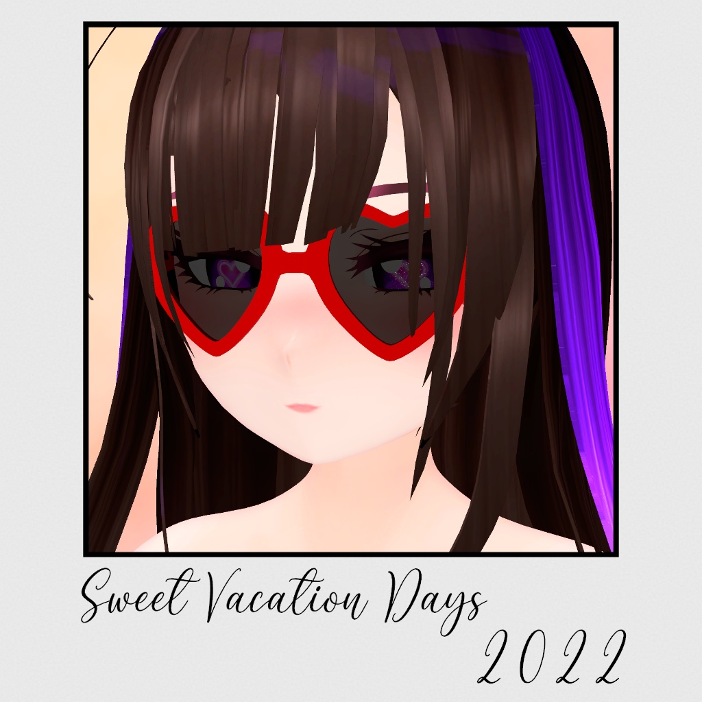 「まみ」Summer Hat & Heart Glasses 3D Model Unitypackage VRChat