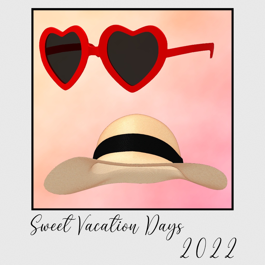 「まみ」Summer Hat & Heart Glasses 3D Model Unitypackage VRChat