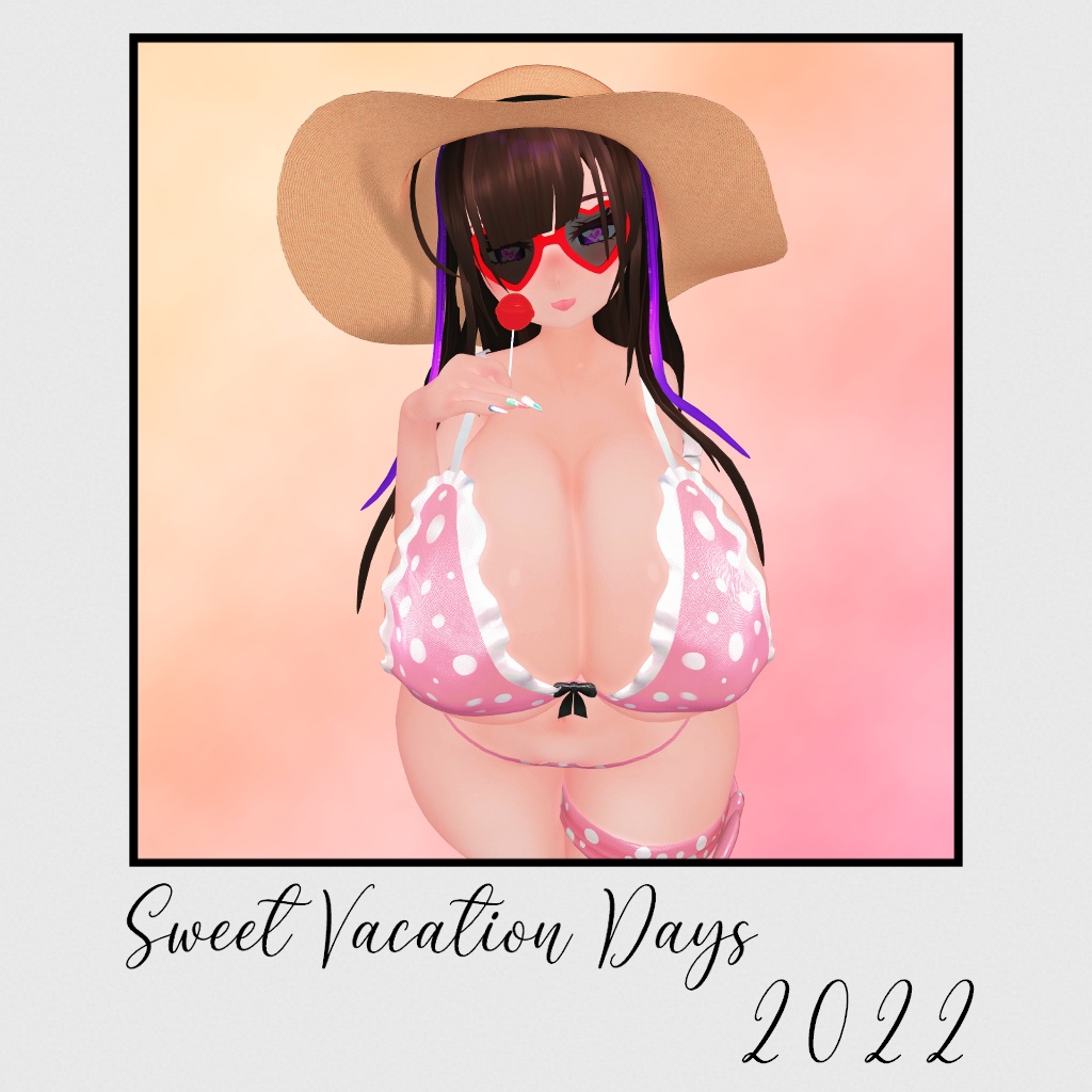 「まみ」Summer Hat & Heart Glasses 3D Model Unitypackage VRChat