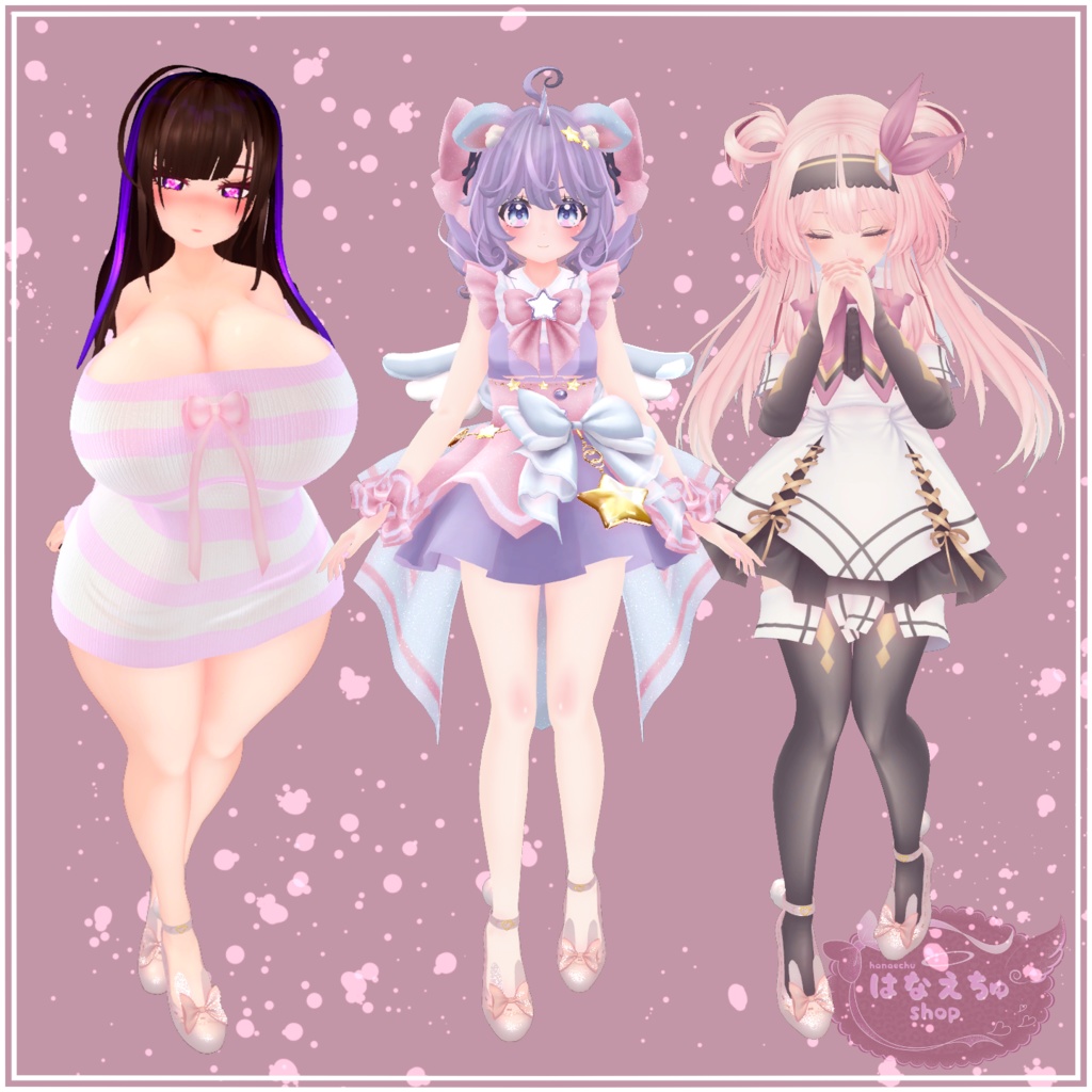 Kawaii Bunny Heelz バニーハイヒール VRChat向けオリジナル3Dアバタ FBX unitypackage KURUMI, MAMI, SELESTIA, MAYA, SEIREN たいよう