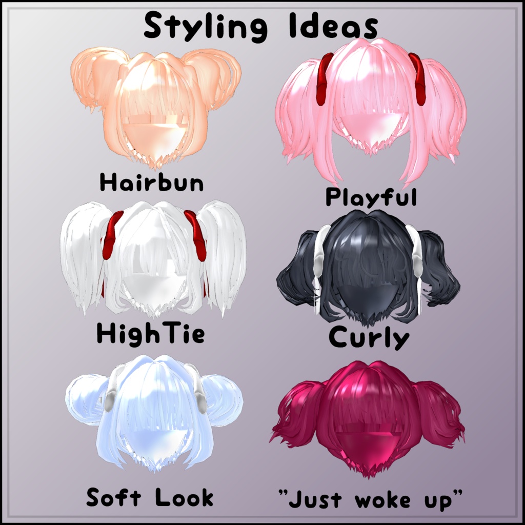 Baby Twintails Hairstyle ベビーツインテール ヘアスタイル 3D Model Unitypackage VRChat