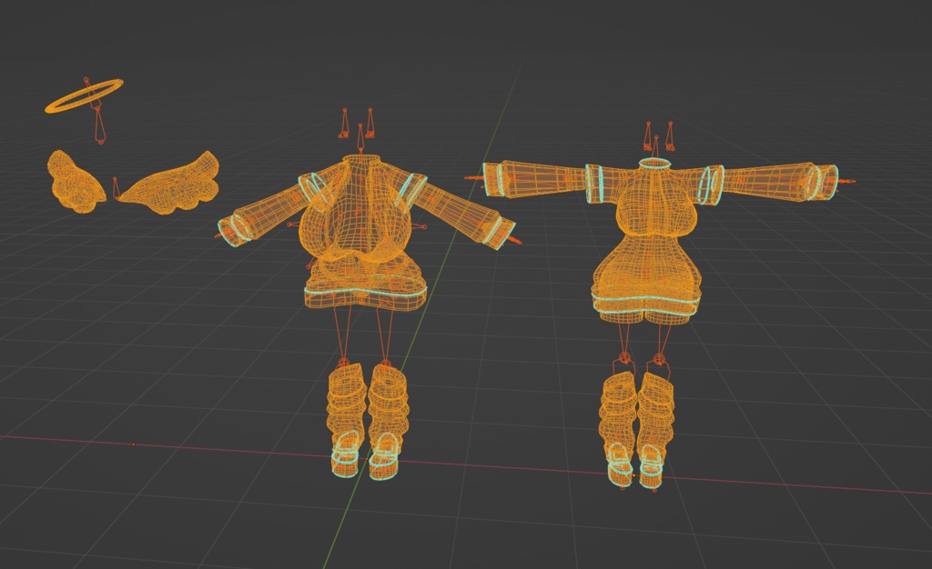 Internet Angel Outfit Set インターネットエンジェル Original 3D model Unitypackage VRChat 「まみ」&「くるみ」天使界隈