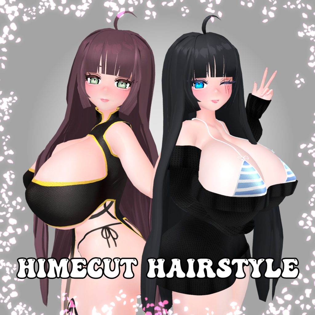 Himecut Hairstyle 姫カット  ヘアスタイル  3D Model Unitypackage VRChat