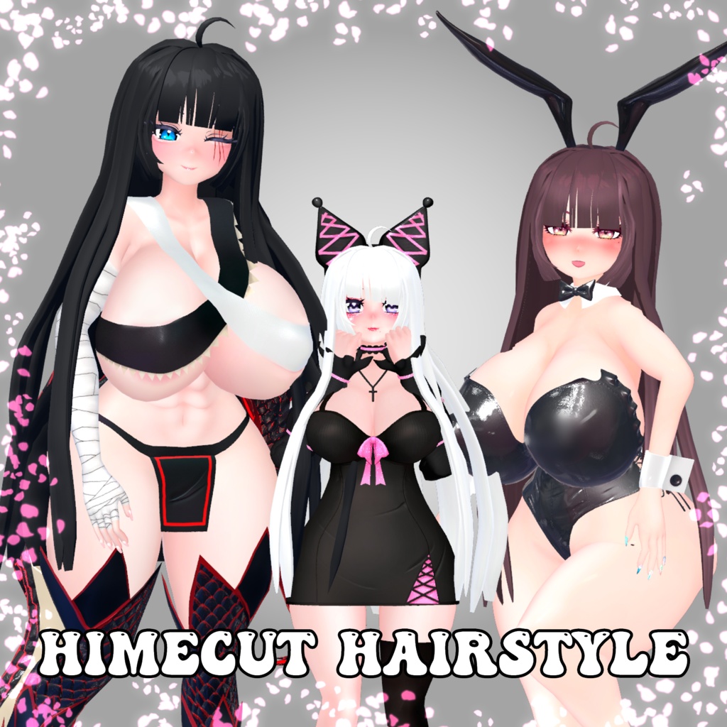 Himecut Hairstyle 姫カット ヘアスタイル 3D Model Unitypackage VRChat