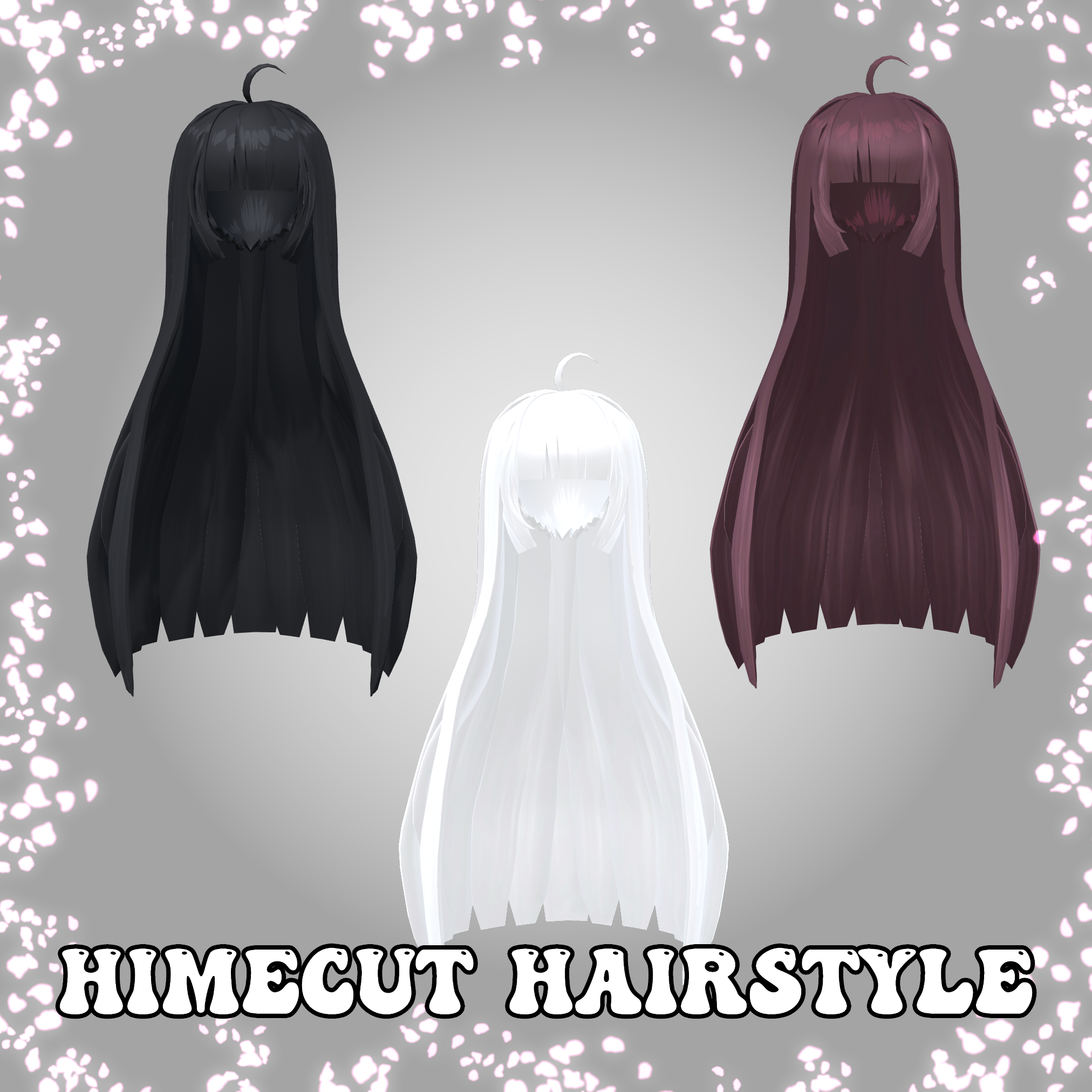 Himecut Hairstyle 姫カット ヘアスタイル 3D Model Unitypackage VRChat - hanaechu ...