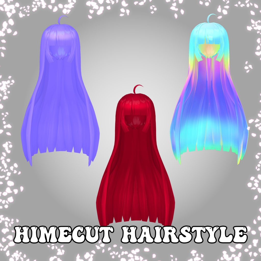 Himecut Hairstyle 姫カット ヘアスタイル 3D Model Unitypackage VRChat