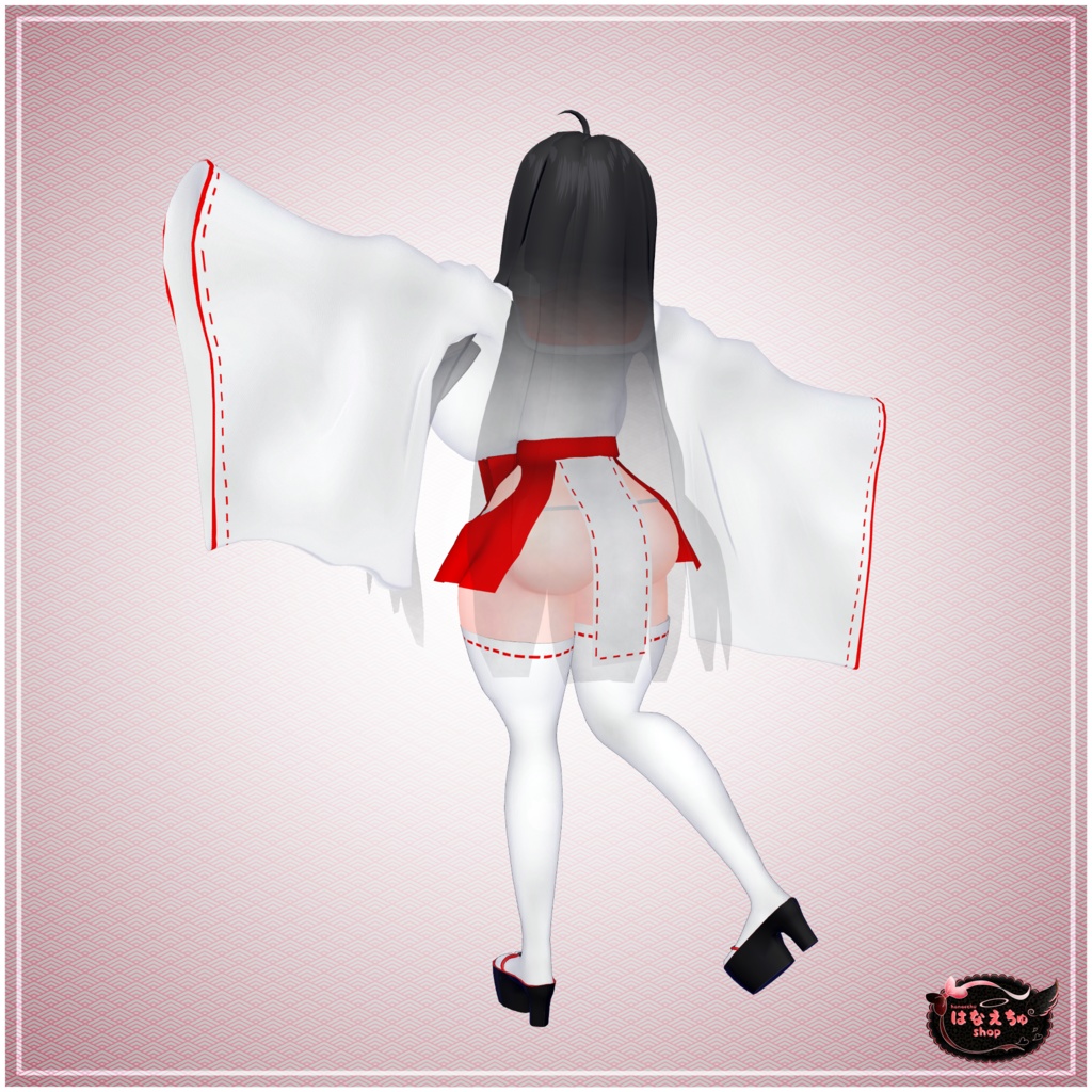 「ダリア」Sleepy Miko Outfit Set 眠い巫女ちゃん衣装セット Original 3D model Unitypackage