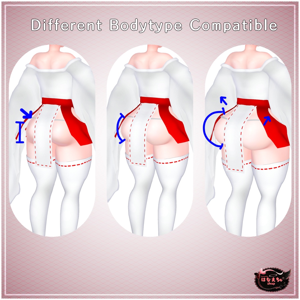 「ダリア」Sleepy Miko Outfit Set 眠い巫女ちゃん衣装セット Original 3D model Unitypackage