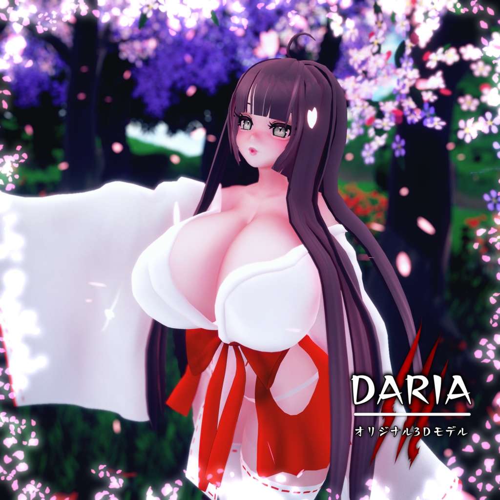 「ダリア」Sleepy Miko Outfit Set 眠い巫女ちゃん衣装セット Original 3D model Unitypackage