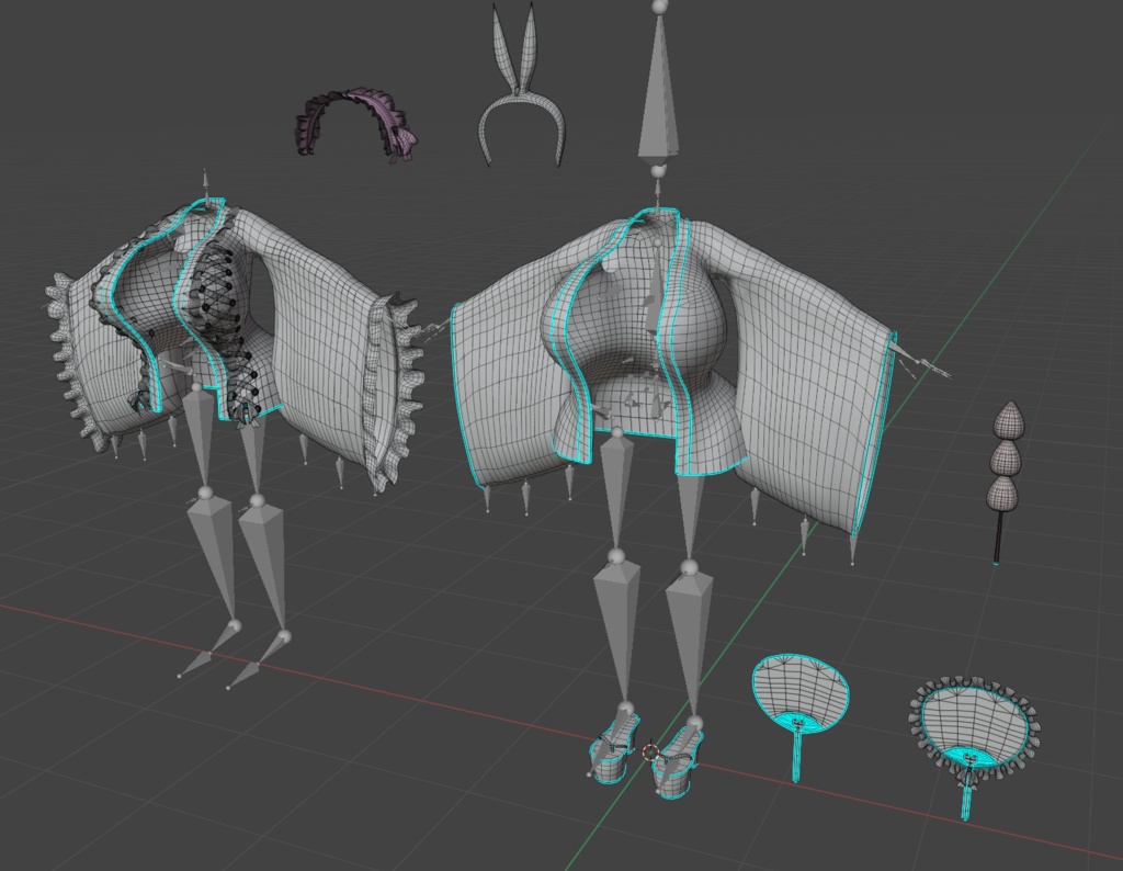 「ダリア」Kawaii Matsuri Outfit Set かわいい祭り衣装セット Original 3D model Unitypackage