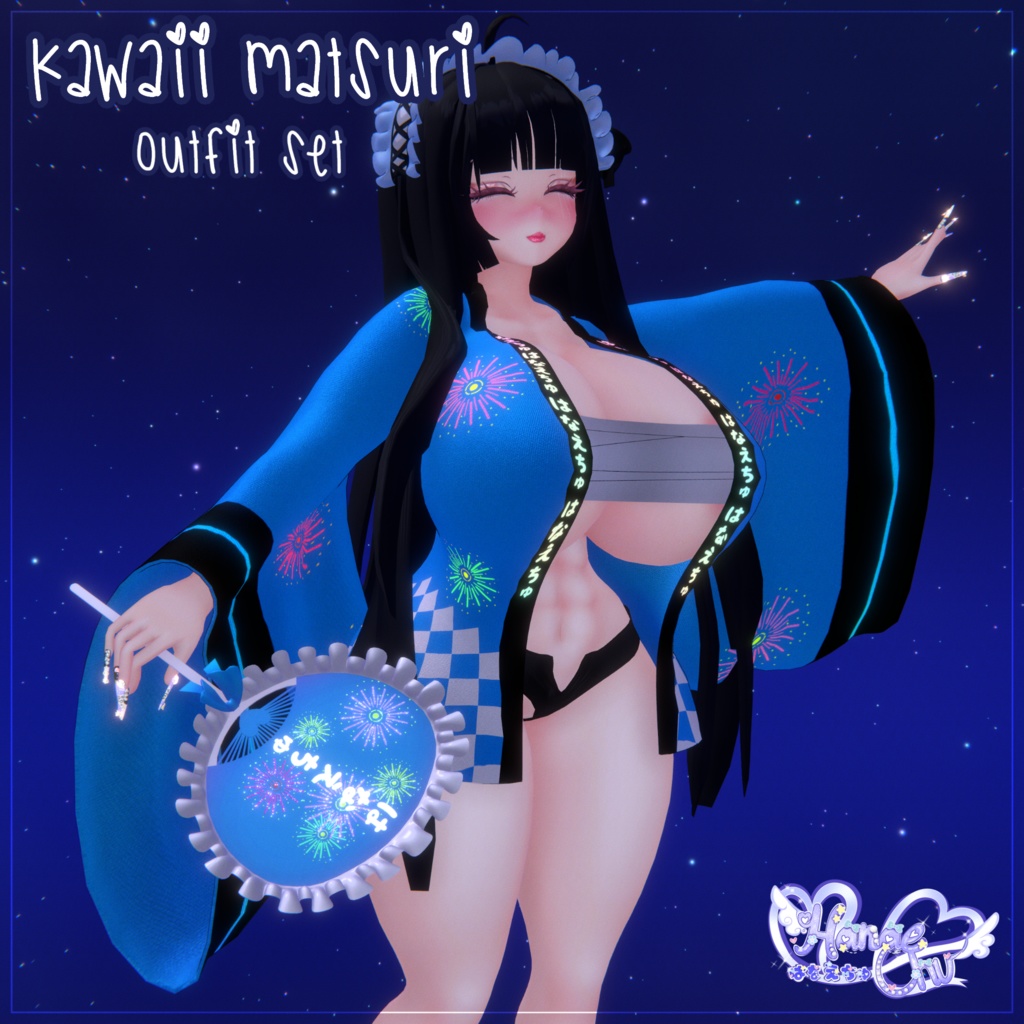 「ダリア」Kawaii Matsuri Outfit Set かわいい祭り衣装セット Original 3D model Unitypackage