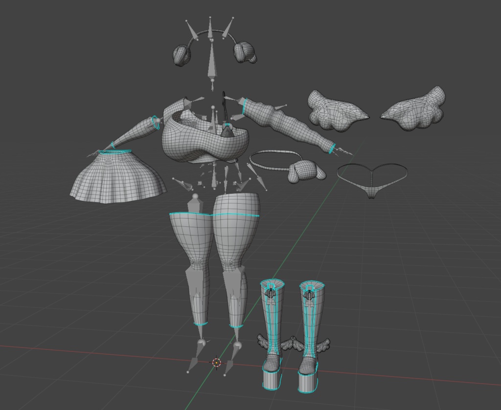 「ダリア」Punk Bunny Outfit Set パンク バニー 衣装セット Original 3D model Unitypackage VRChat