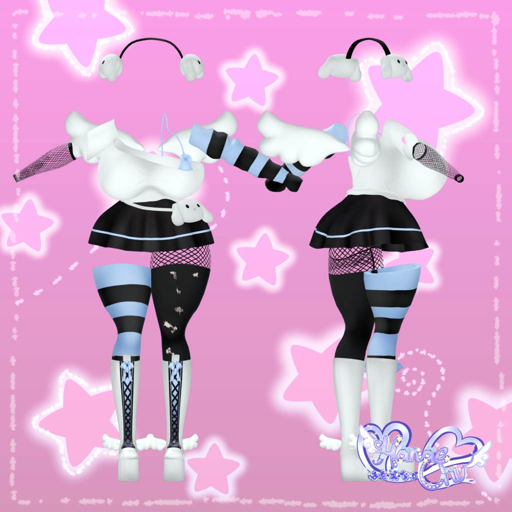 「ダリア」Punk Bunny Outfit Set パンク バニー 衣装セット Original 3D model Unitypackage VRChat