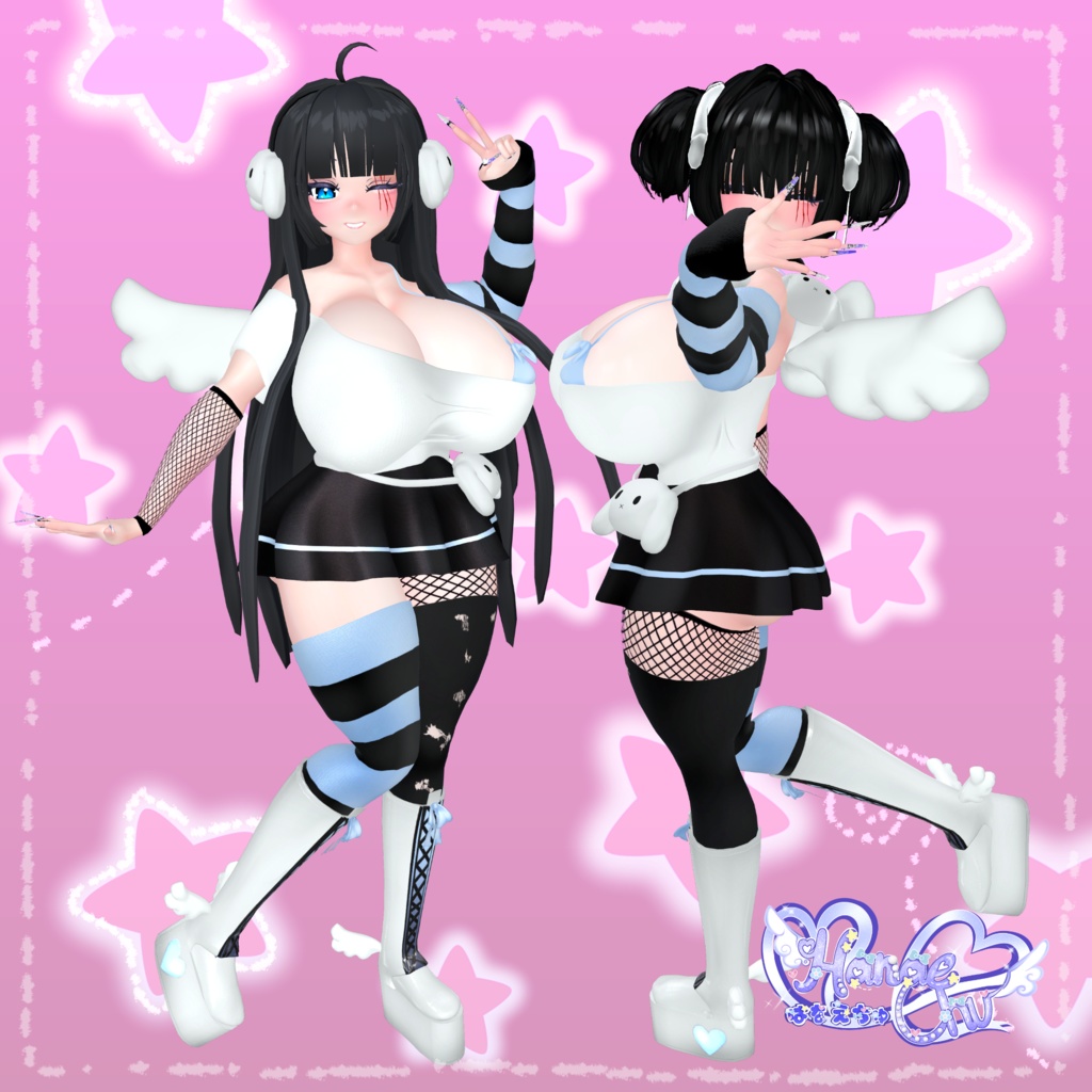 「ダリア」Punk Bunny Outfit Set パンク バニー 衣装セット Original 3D model Unitypackage VRChat