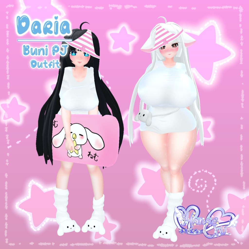 「ダリア」Bunni PJ Outfit Set バニーパジャマ 衣装セット  Original 3D model Unitypackage 缩略图 4