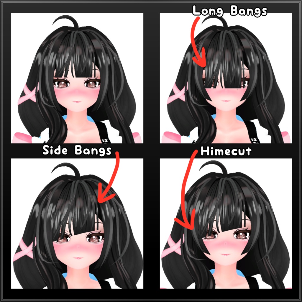 Ribbon Twintail Hair リボンツインテールヘア 3D Model Unitypackage VRChat