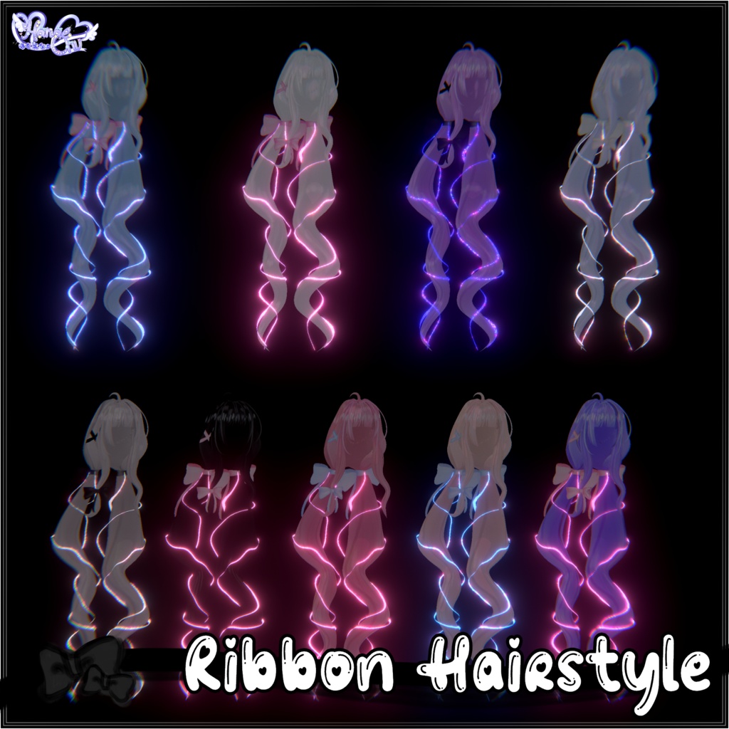 Ribbon Twintail Hair リボンツインテールヘア 3D Model Unitypackage VRChat