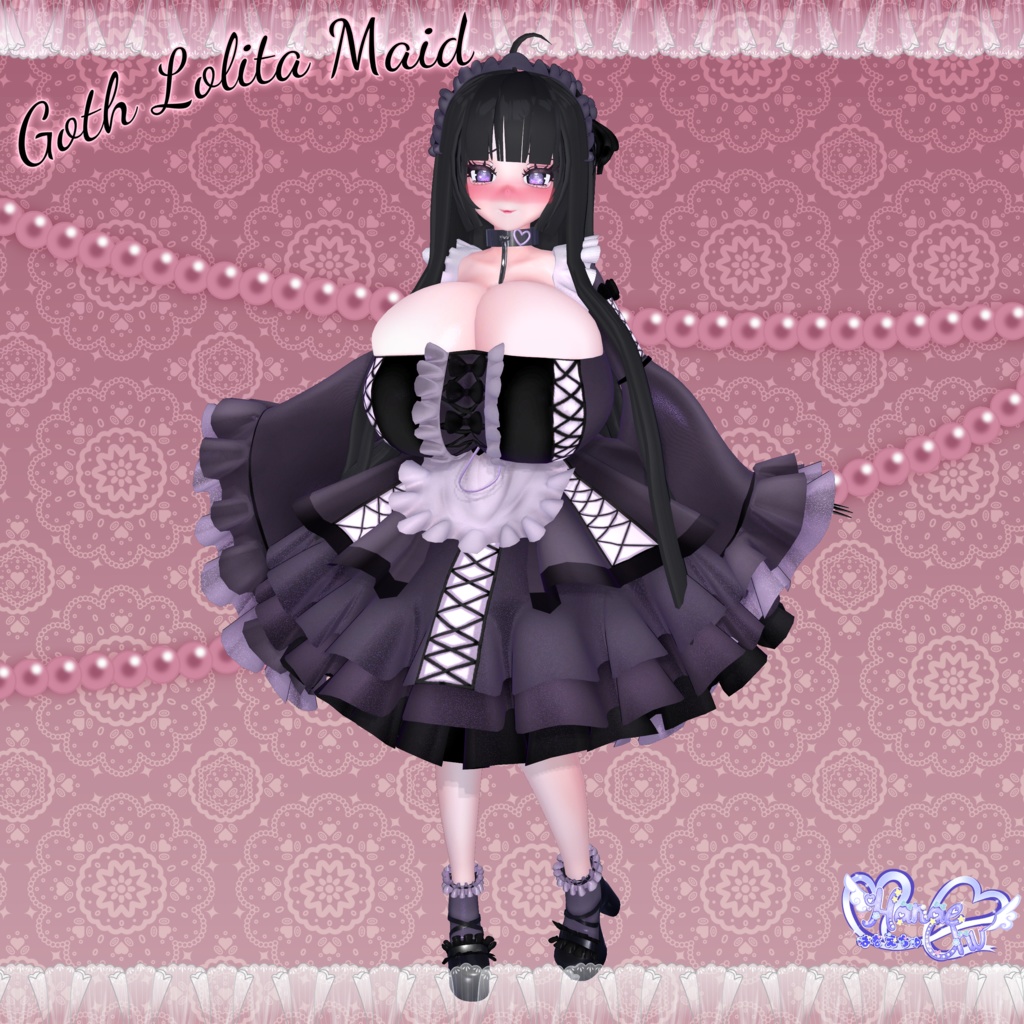 「ダリア」Goth Lolita Maid Outfit Set †𓆩♡𓆪† ゴスロリタメイド 衣装 セット 3D Model Unitypackage Halloween