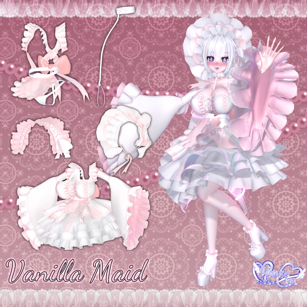 「ダリア」Goth Lolita Maid Outfit Set †𓆩♡𓆪† ゴスロリタメイド 衣装 セット 3D Model Unitypackage Halloween