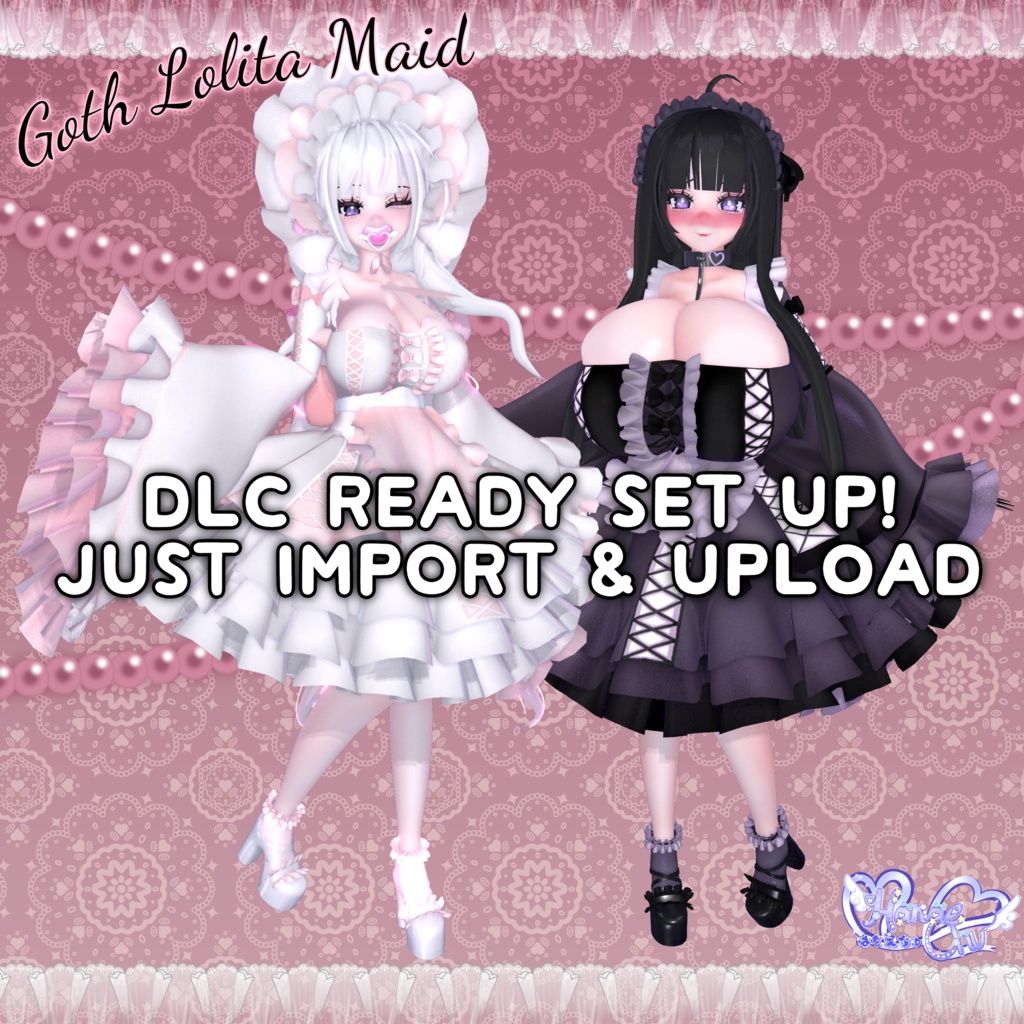 「ダリア」Goth Lolita Maid Outfit Set †𓆩♡𓆪† ゴスロリタメイド 衣装 セット 3D Model Unitypackage Halloween