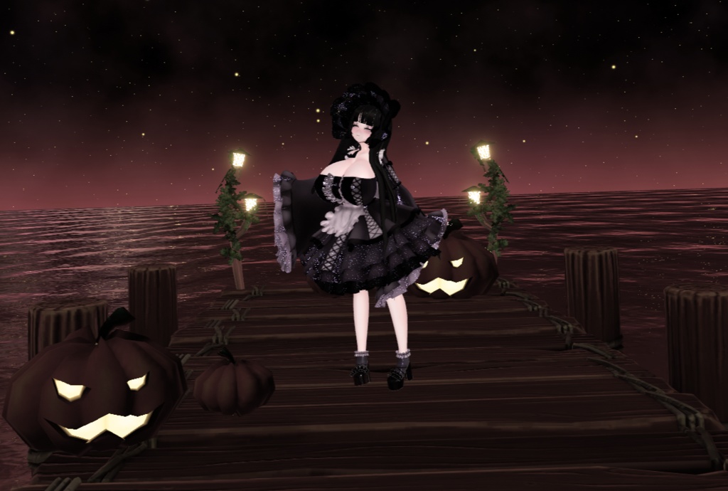 「ダリア」Goth Lolita Maid Outfit Set †𓆩♡𓆪† ゴスロリタメイド 衣装 セット 3D Model Unitypackage Halloween