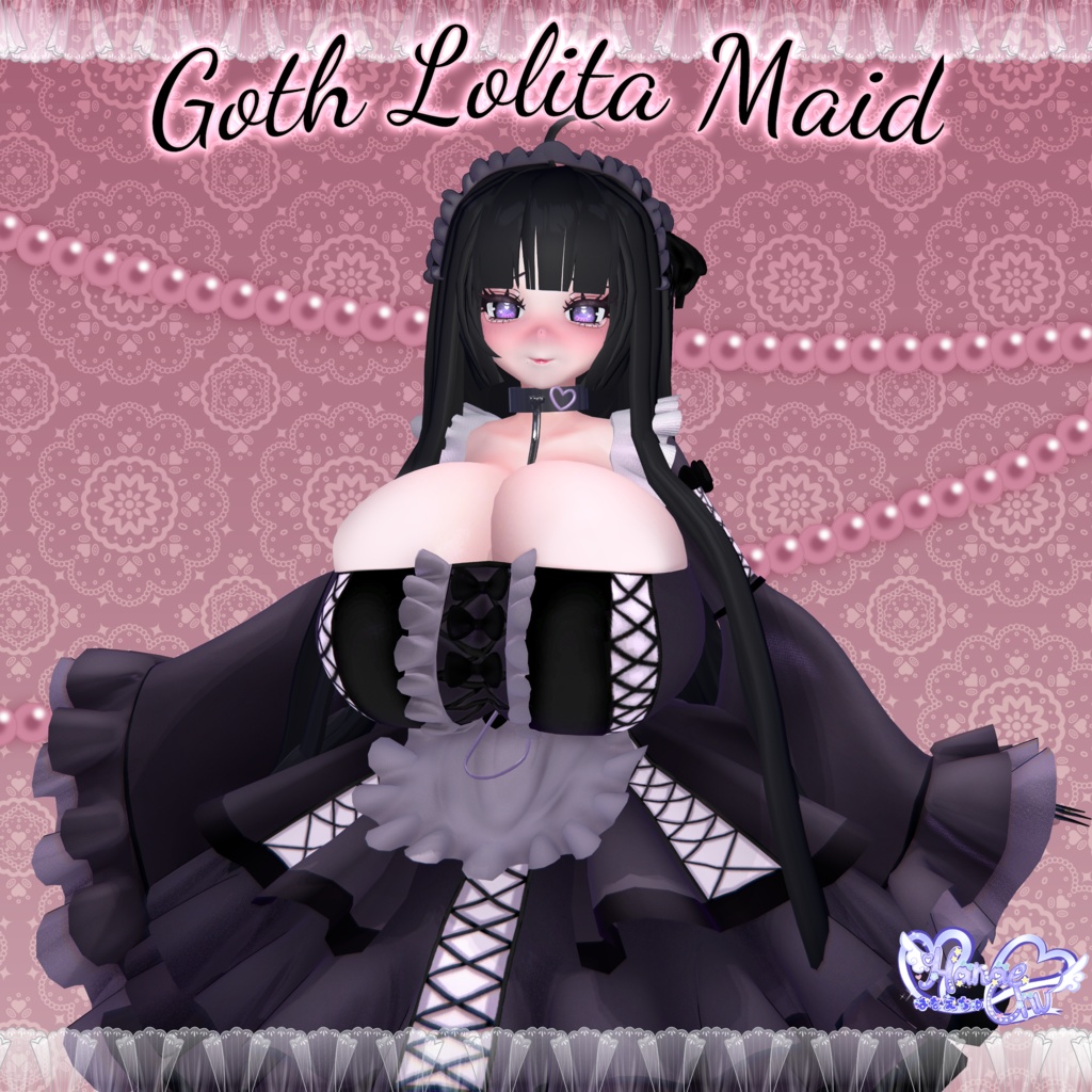 「ダリア」Goth Lolita Maid Outfit Set  †𓆩♡𓆪†   ゴスロリタメイド 衣装 セット　3D Model Unitypackage Halloween