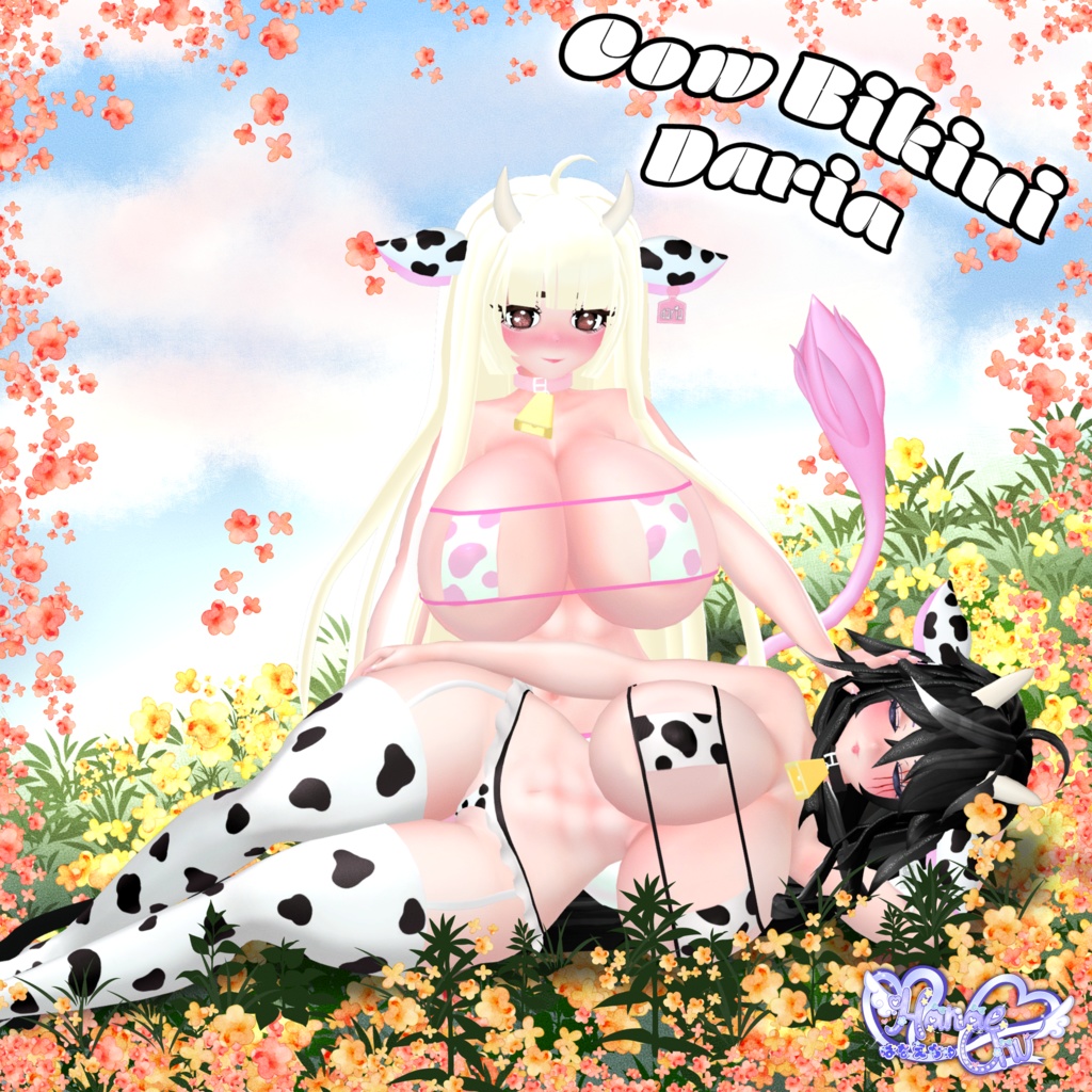 「ダリア」Cow Bikini Set 🐮 牛のビキニ衣装セット 3D Model Unitypackage