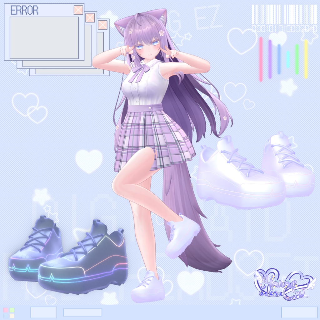「デジメイドスニーカー」 DIGIMAID RGB GAMING SNEAKERS 👟 3D Model Unitypackage VRChat