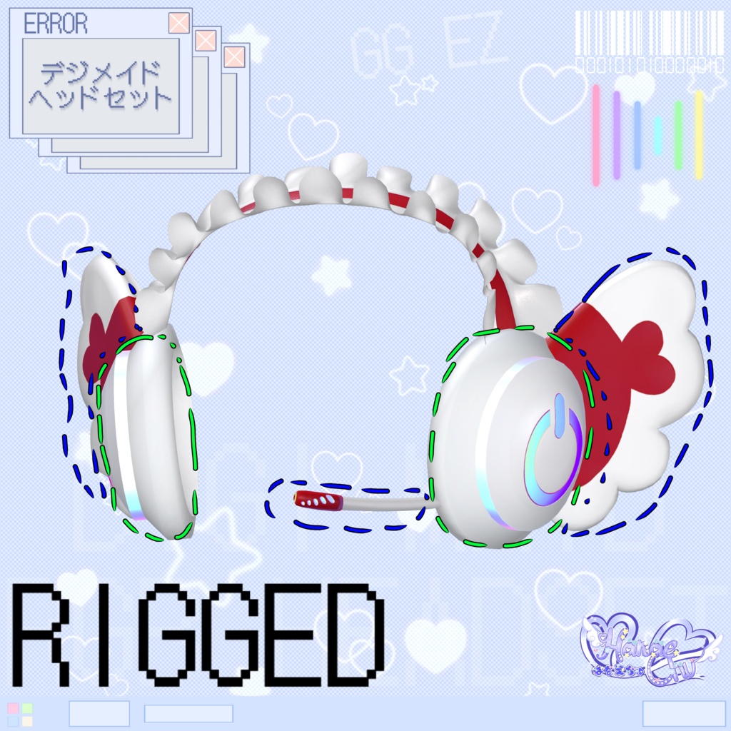 「10個デジメイド ヘッドセット」 DIGIMAID RGB GAMING HEADSET 🎧 3D Model Unitypackage VRChat