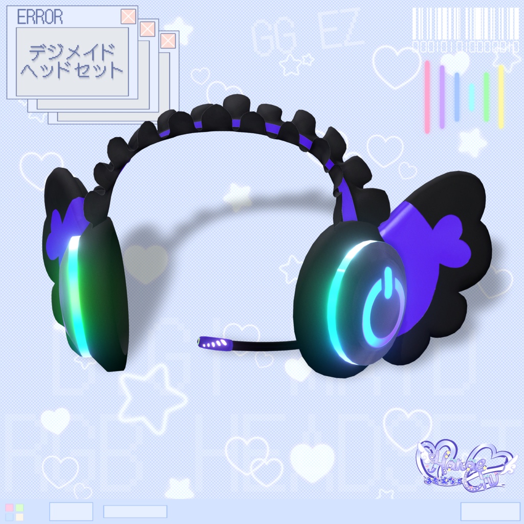 「10個デジメイド ヘッドセット」 DIGIMAID RGB GAMING HEADSET 🎧 3D Model Unitypackage VRChat