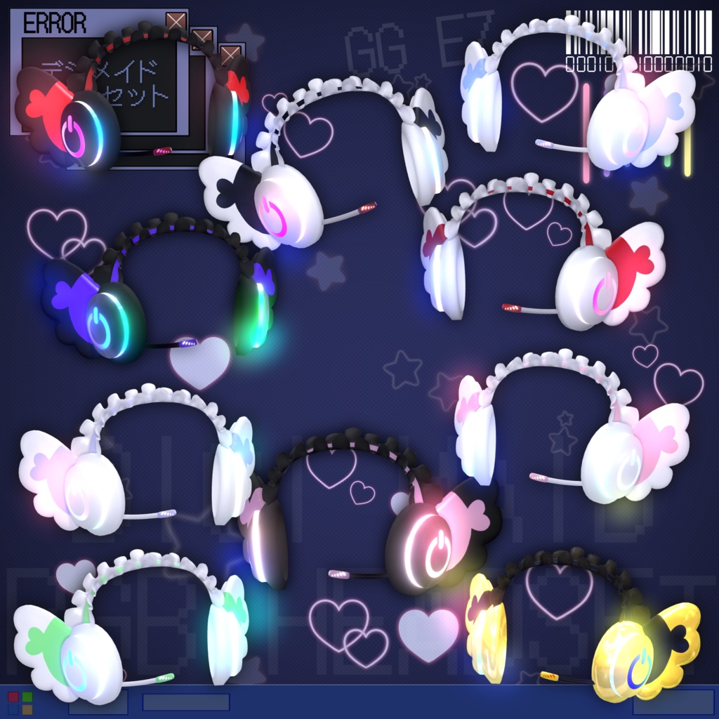 「10個デジメイド ヘッドセット」 DIGIMAID RGB GAMING HEADSET 🎧 3D Model Unitypackage VRChat