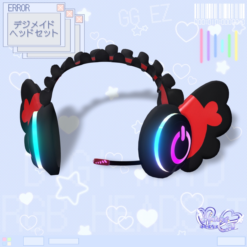 「10個デジメイド ヘッドセット」 DIGIMAID RGB GAMING HEADSET 🎧 3D Model Unitypackage VRChat