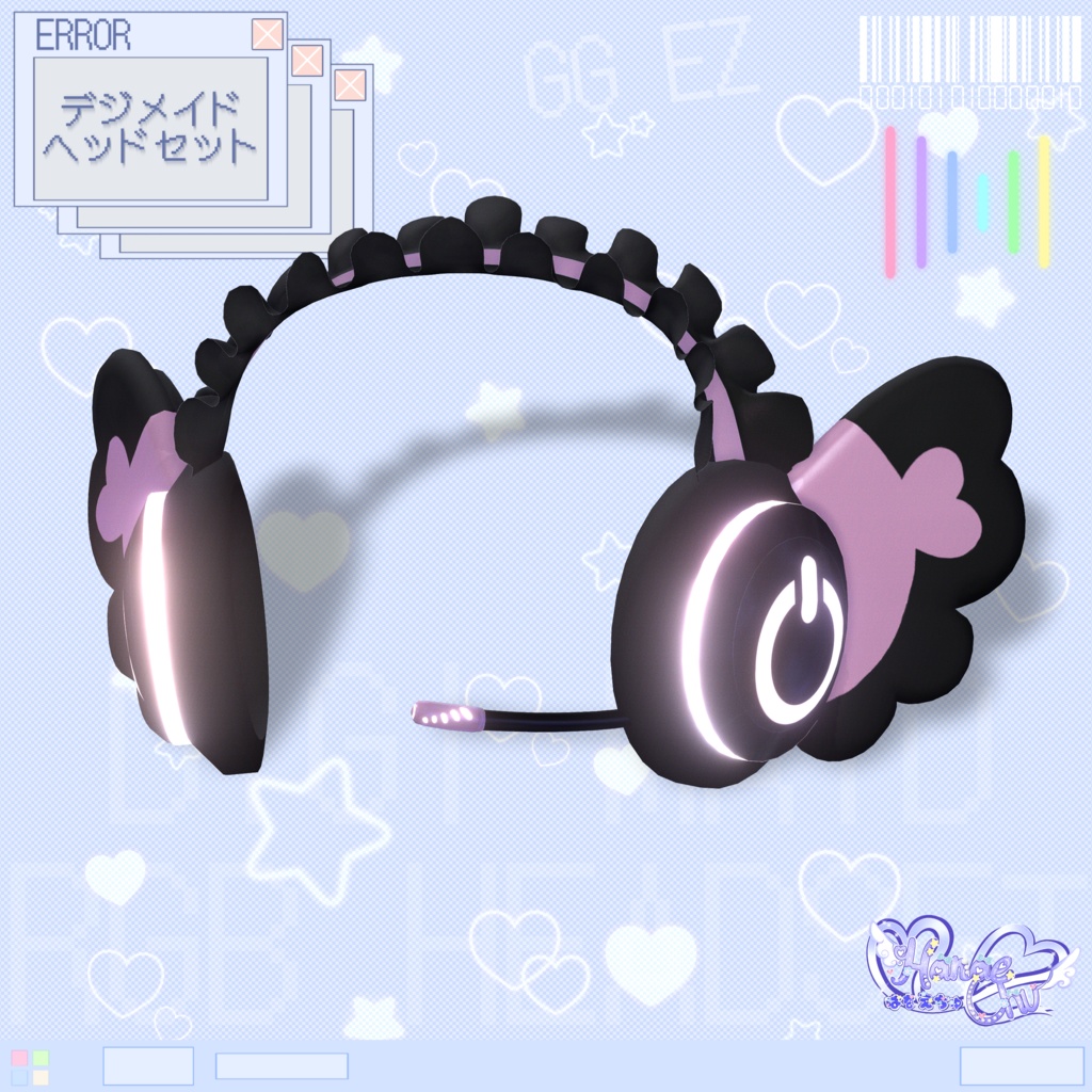 「10個デジメイド ヘッドセット」 DIGIMAID RGB GAMING HEADSET 🎧 3D Model Unitypackage VRChat