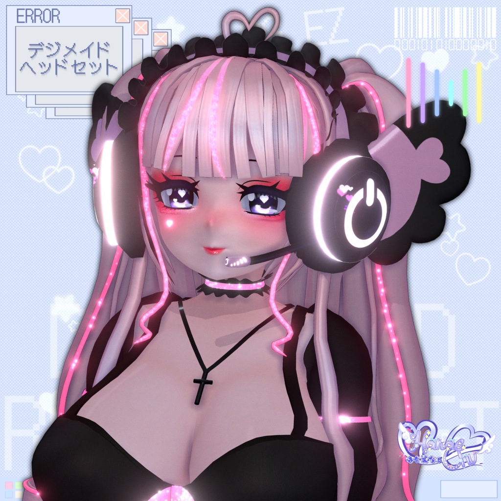 「10個デジメイド ヘッドセット」 DIGIMAID RGB GAMING HEADSET 🎧 3D Model Unitypackage VRChat