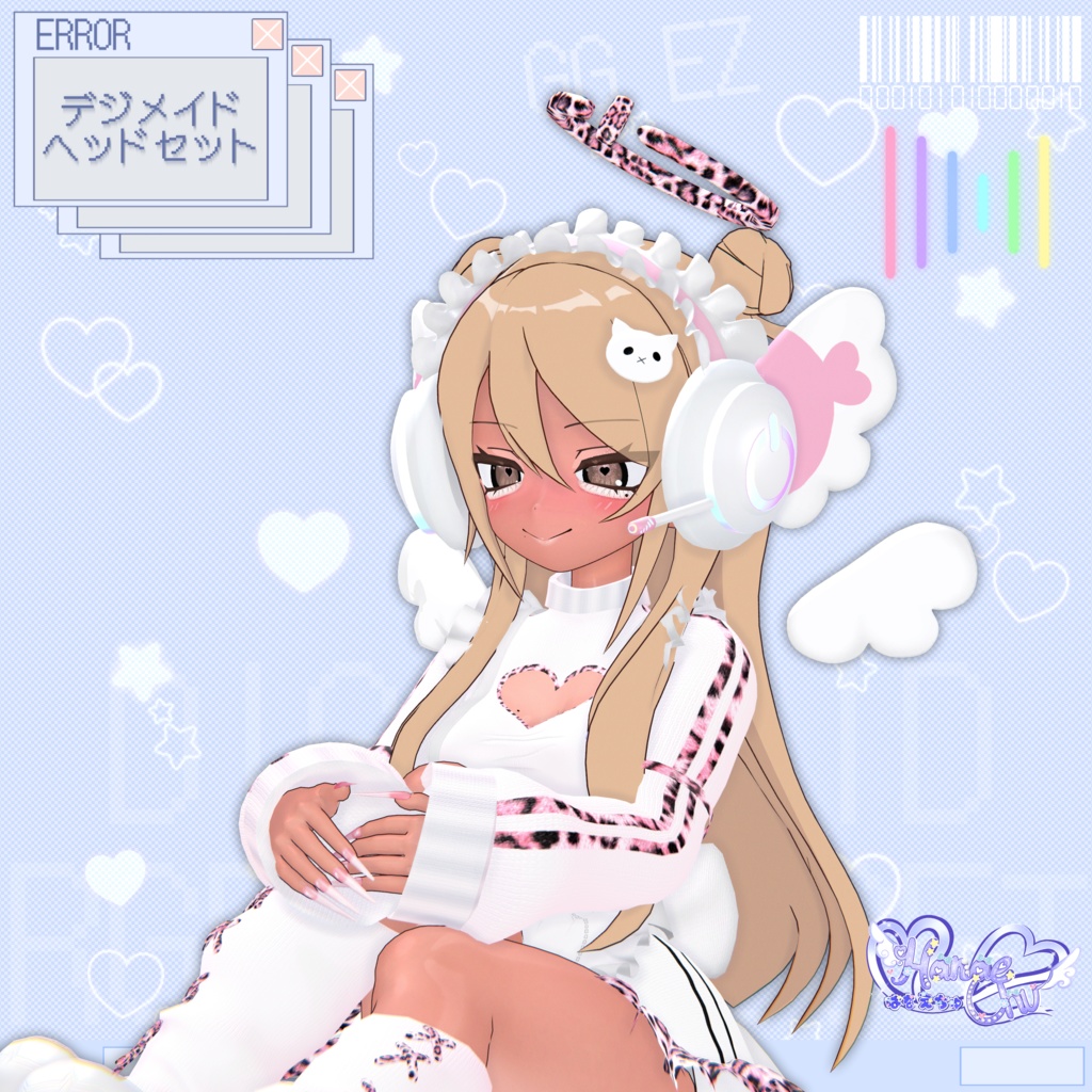 「10個デジメイド ヘッドセット」 DIGIMAID RGB GAMING HEADSET 🎧 3D Model Unitypackage VRChat