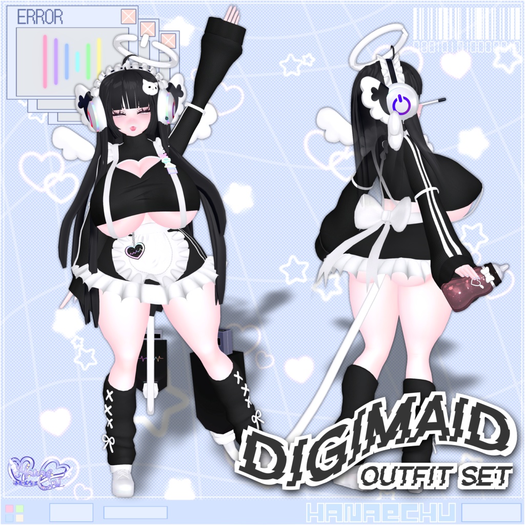 「デジメイド」 DIGITAL MAID Outfit Set 🎀 3D Model Unitypackage VRChat