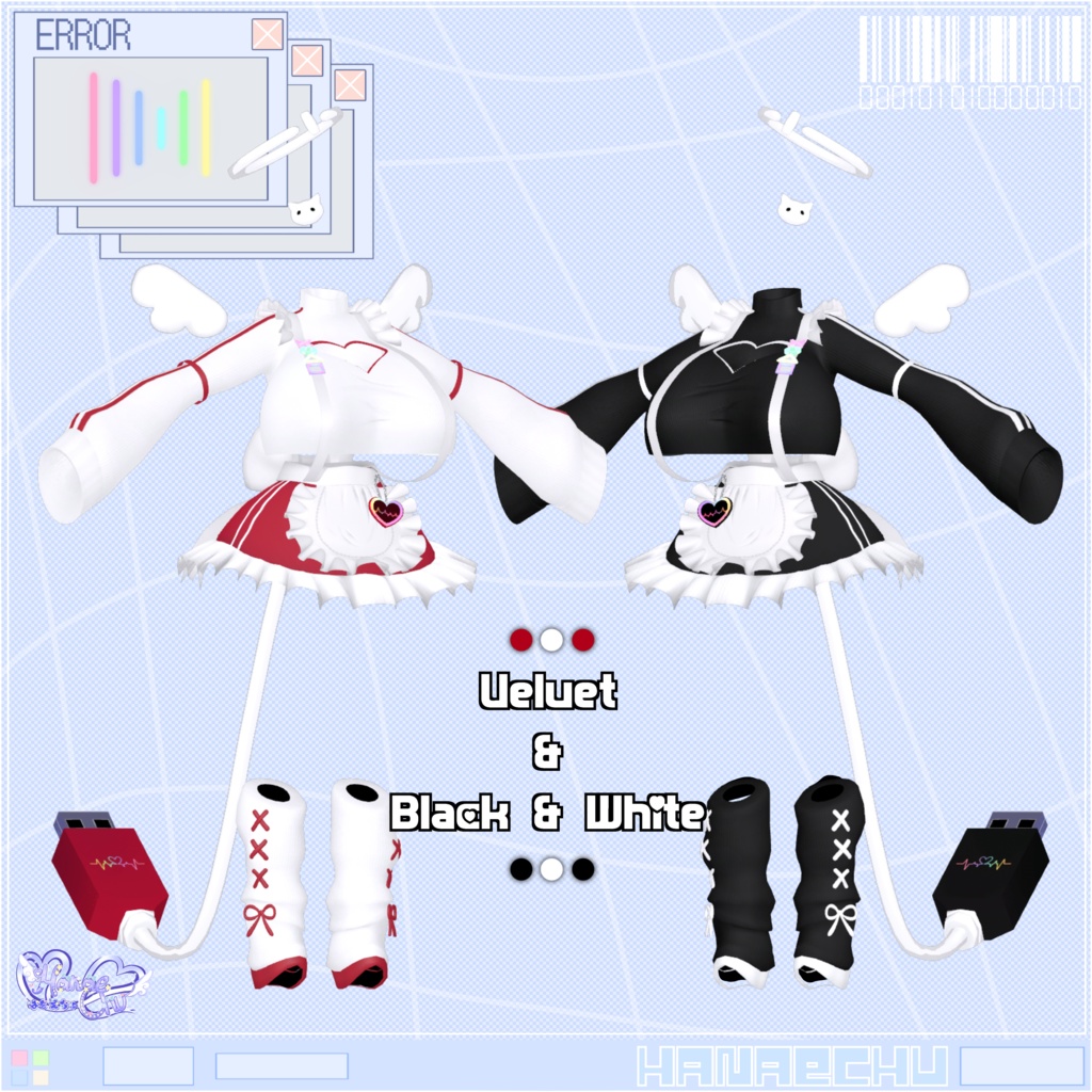 「デジメイド」 DIGITAL MAID Outfit Set 🎀 3D Model Unitypackage VRChat