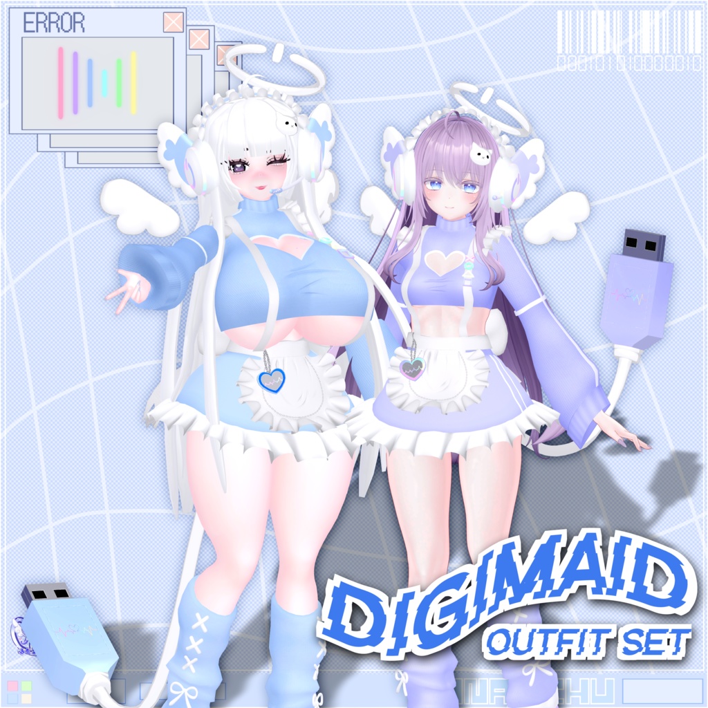 「デジメイド」 DIGITAL MAID Outfit Set 🎀 3D Model Unitypackage VRChat