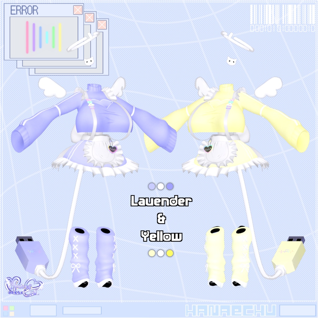 「デジメイド」 DIGITAL MAID Outfit Set 🎀 3D Model Unitypackage VRChat