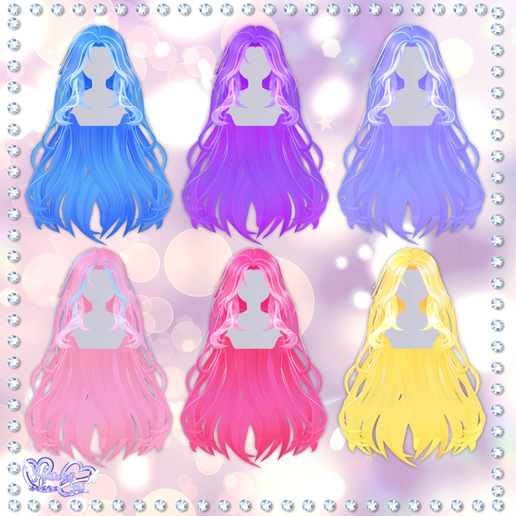 「22個」Daria Otona Gyaru Hair 美少女大人ギャルヘア 3D Model Unitypackage VRChat