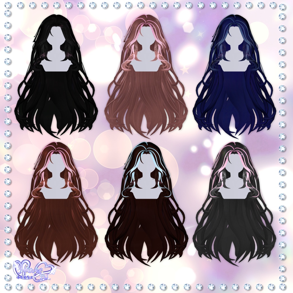 「22個」Daria Otona Gyaru Hair 美少女大人ギャルヘア 3D Model Unitypackage VRChat