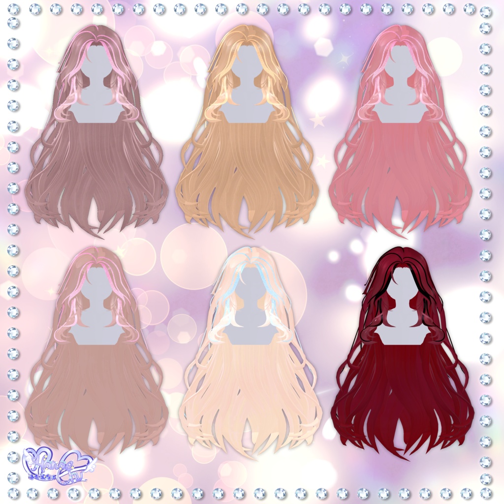 「22個」Daria Otona Gyaru Hair 美少女大人ギャルヘア 3D Model Unitypackage VRChat