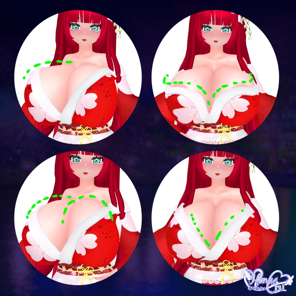 「ダリア」マジカワ ギャル 振袖 DLC READY 3D model Unitypackage VRChat